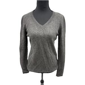 Tweeds Womens Dark Gray 100% 2-Ply Cashmere Sweater Sz M Quiet Luxury Academia